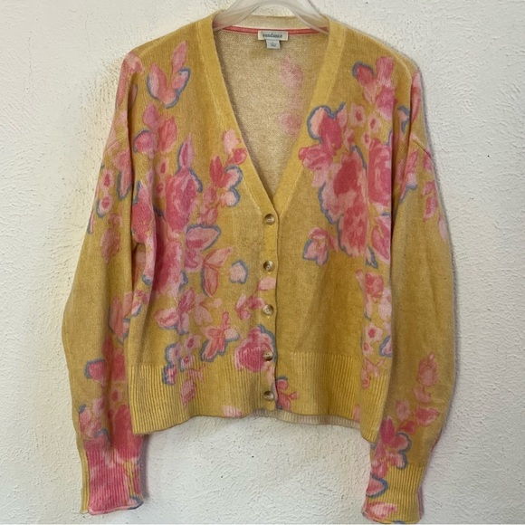 Sundance Dahlia floral yellow/pink crop cardigan - Picture 2 of 8